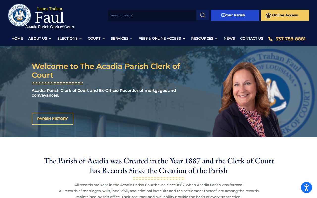 Acadia Parish DUI records clerk of court homepage