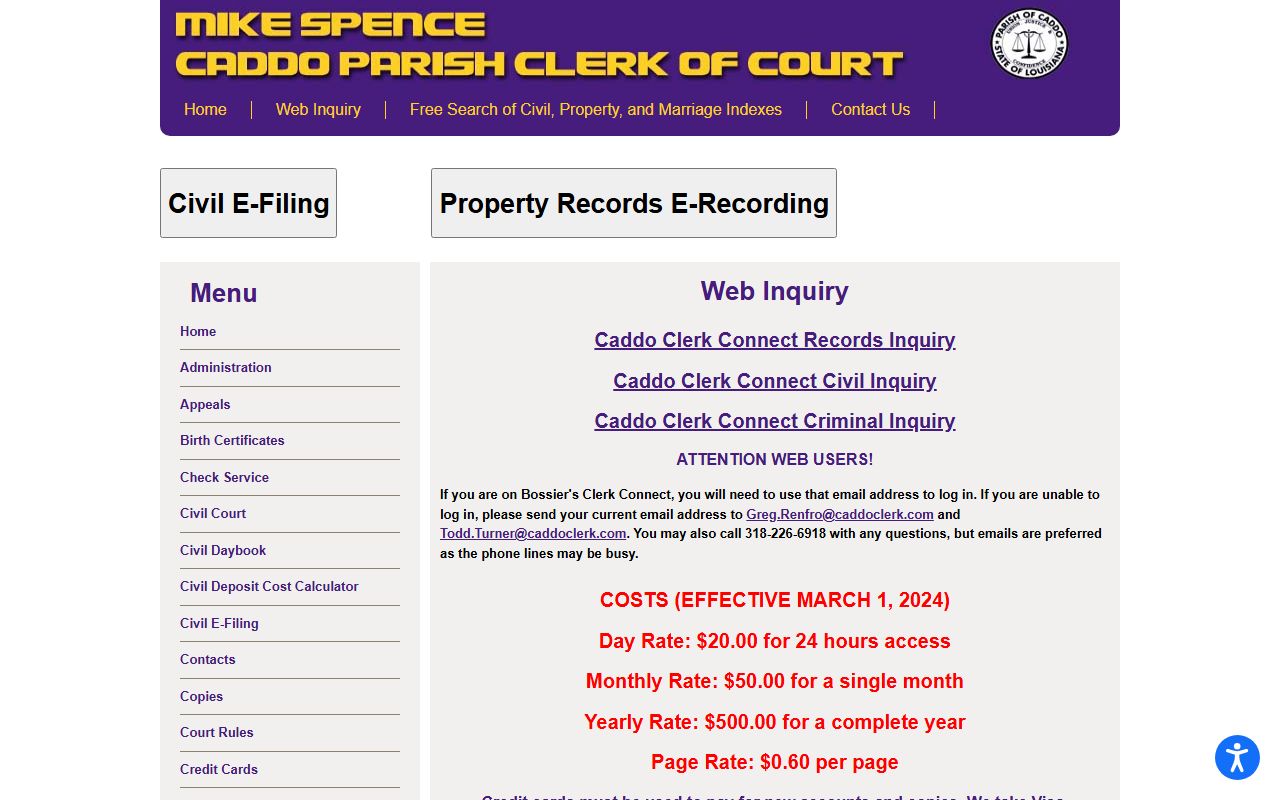Caddo Parish DUI records web inquiry portal
