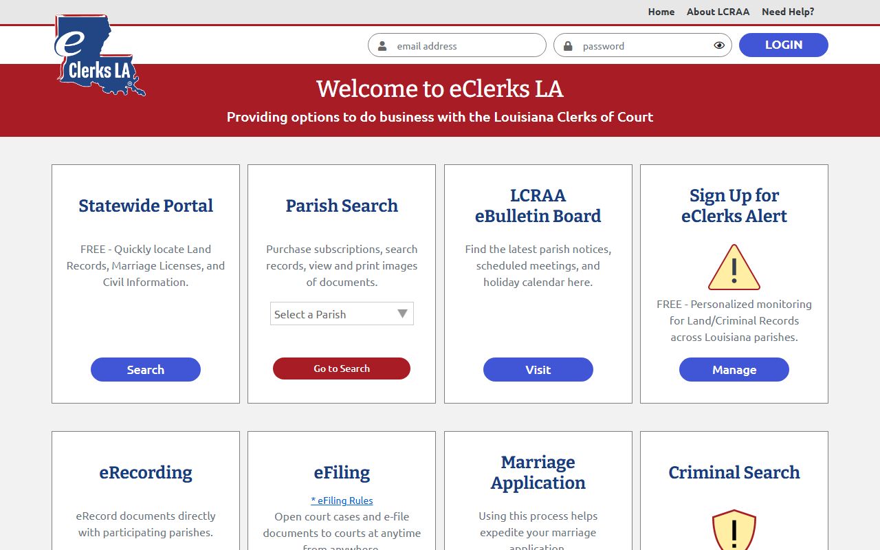 Calcasieu Parish DUI records eClerks LA free search portal