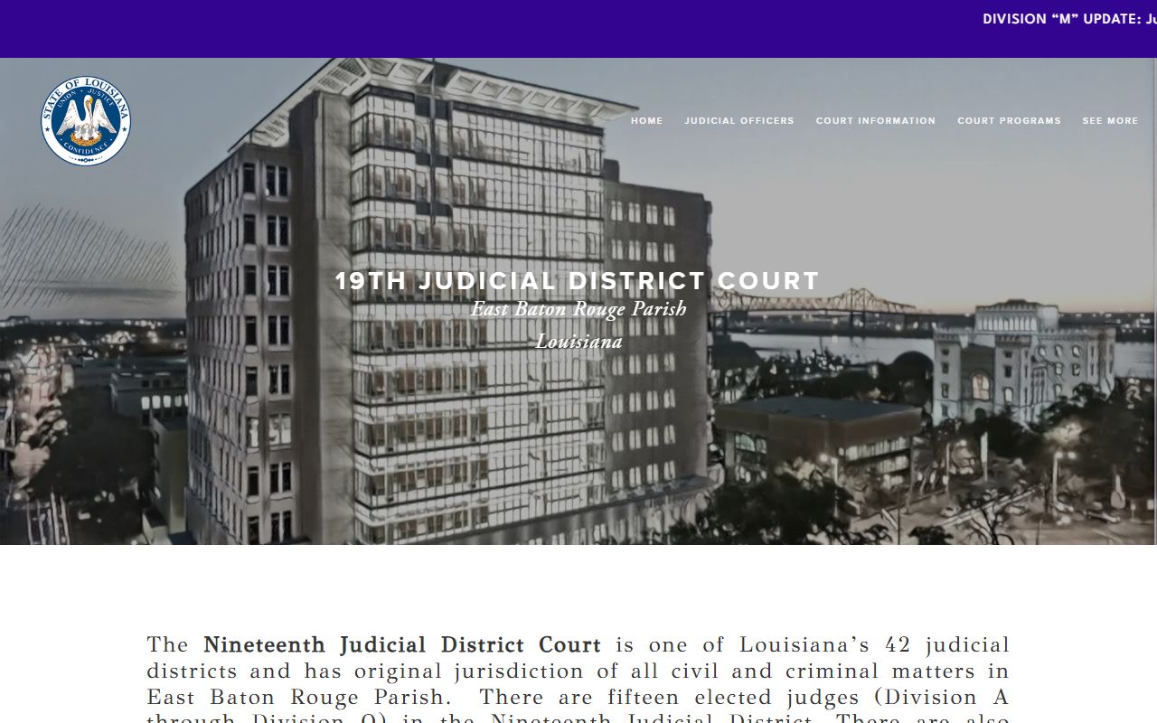 19th Judicial District Court online records portal for East Baton Rouge Parish DUI records