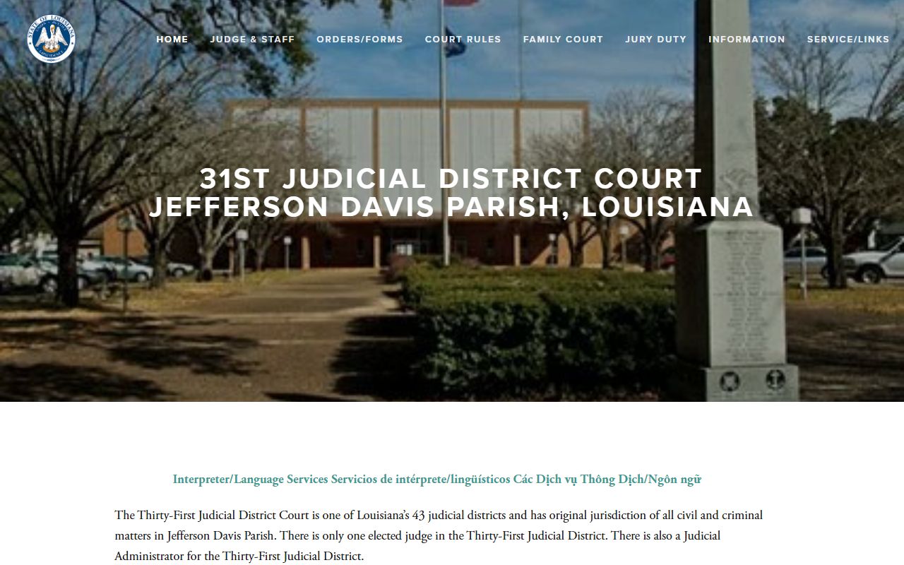 31st Judicial District Court Jefferson Davis Parish