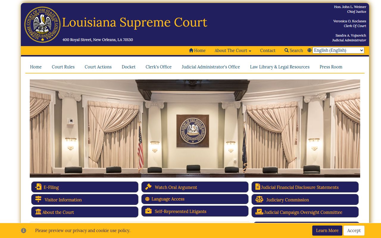 Louisiana Supreme Court portal used to search Orleans Parish DUI records