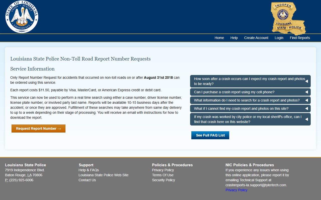 Louisiana crash reports portal for DUI accident records