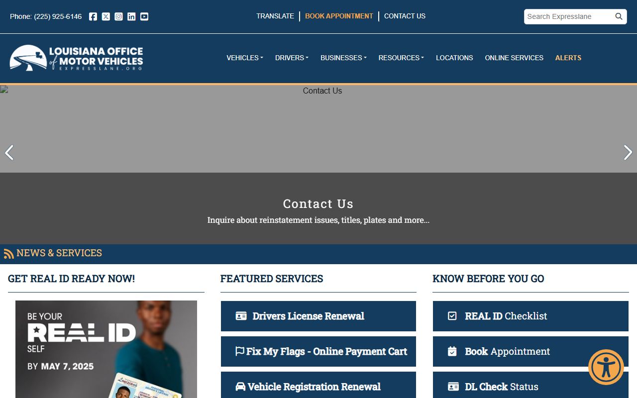 Louisiana OMV ExpressLane for driving records and DUI history